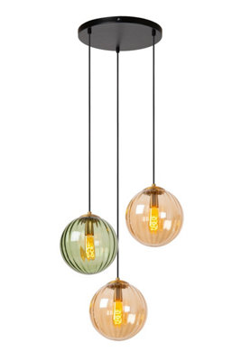 Lucide Monsaraz Retro Pendant light 35cm - 3xE27 - Green