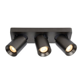 Lucide Nigel Modern Ceiling Spotlight Bar - LED Dim to warm - GU10 - 3x5W 2200K/3000K - Black Steel