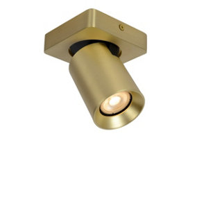 Lucide Nigel Modern Ceiling Spotlight - LED Dim to warm - GU10 - 1x5W 2200K/3000K - Matt Gold, Brass
