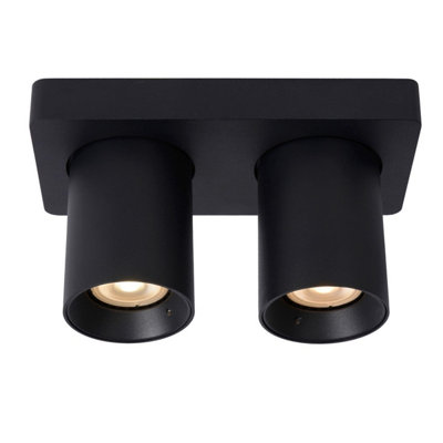 Lucide Nigel Modern Ceiling Spotlight - LED Dim to warm - GU10 - 2x5W 2200K/3000K - Black