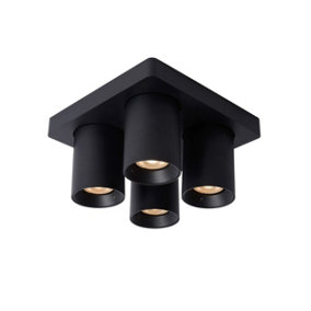 Lucide Nigel Modern Ceiling Spotlight - LED Dim to warm - GU10 - 4x5W 2200K/3000K - Black