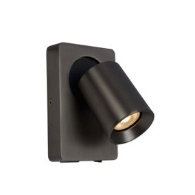 Lucide Nigel Modern Wall Spotlight - LED Dim. - GU10 - 1x5W 3000K - With USB charging point - Black Steel