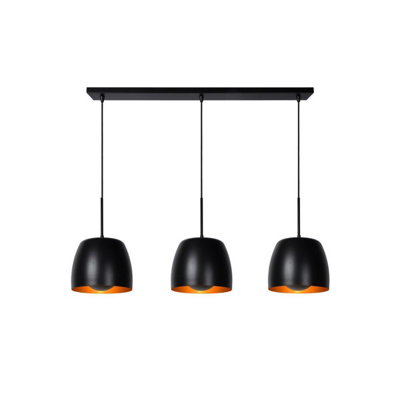 Lucide Nolan Classic Bar Pendant Light - 3xE27 - Black