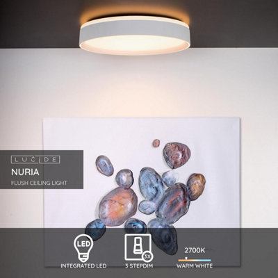 Lucide NURIA - Plafonnière - 30 Cm - LED Dimb. - 1x18W 2700K - 3 StepDim - Wit