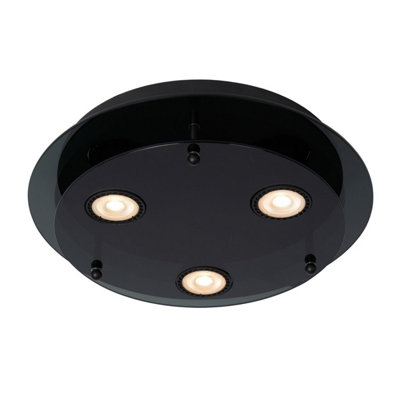 Lucide Okno Modern Flush Ceiling Light 30cm 3xGU10 Black DIY at B&Q