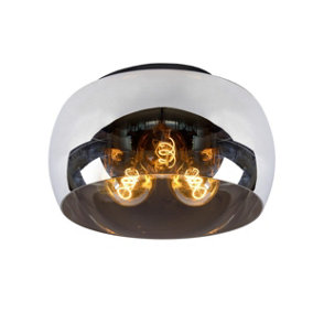 Lucide Olivia Modern Flush Ceiling Light 40cm - 3xE27 - Smoke Grey