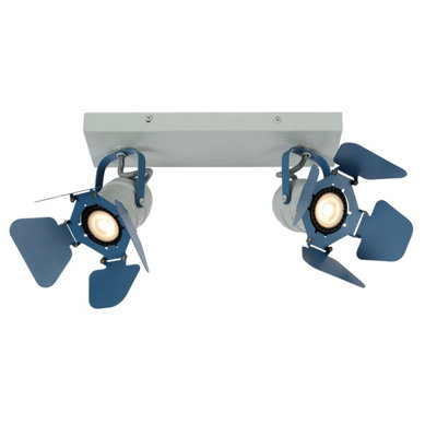 Lucide Picto Modern Twin Ceiling Spotlight Children - 2xGU10 - Blue