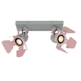 Lucide Picto Modern Twin Ceiling Spotlight Children - 2xGU10 - Pink