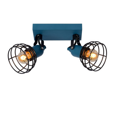 Lucide Pola Modern Twin Ceiling Spotlight Children - 2xE27 - Blue