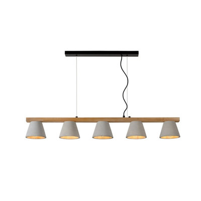 Lucide Possio Scandinavian Bar Pendant Light - 5xE14 - Taupe