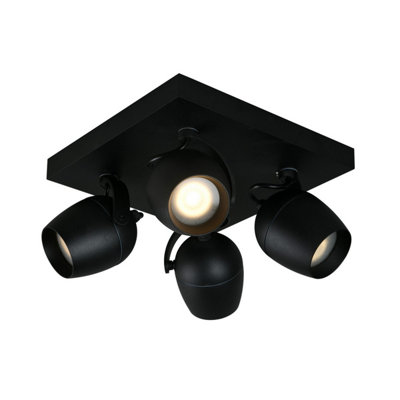 Lucide Preston Modern Ceiling Spotlight Bathroom - 4xGU10 - IP44 - Black