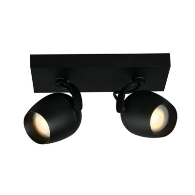 Lucide Preston Modern Twin Ceiling Spotlight Bathroom - 2xGU10 - IP44 - Black