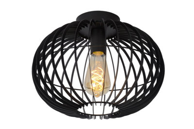 Lucide Reda Modern Flush Ceiling Light 32cm - 1xE27 - Black