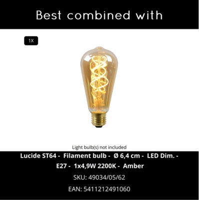 LUCIDE REDA Tischlampe – Ø22 Cm, Schwarz, Metall, Mit E27 Fassung & Kippschalter Am Kabel