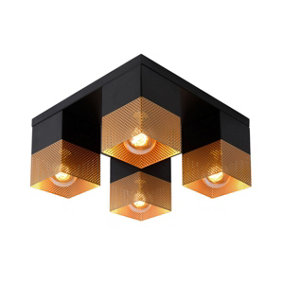 Lucide Renate Modern Flush Ceiling Light - 4xE27 - Matt Gold, Brass