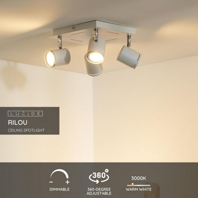Lucide RILOU Deckenstrahler – 2x5W LED, Dimmbar, 3000K Warmweiß, GU10, Dreh- Und Kippbar, Weiß