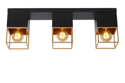 Lucide Rixt Modern Flush Ceiling Light - 3xE27 - Black