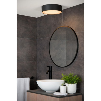 Lucide Roxane Modern Flush Ceiling Light Bathroom 25cm - LED - 1x10W 2700K - IP65 - Anthracite