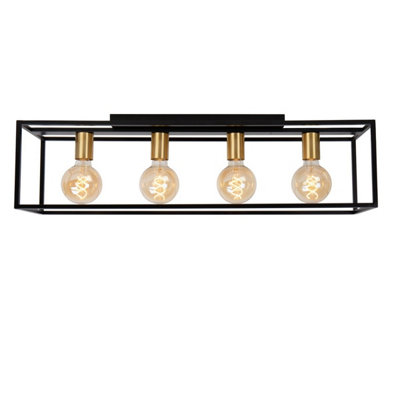 Lucide Ruben Modern Bar Flush Ceiling Light - 4xE27 - Black