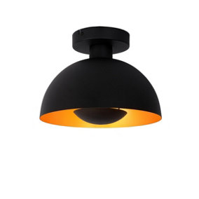 Lucide Siemon Modern Flush Ceiling Light 25cm - 1xE27 - Black