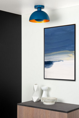 Lucide Siemon Modern Flush Ceiling Light 25cm - 1xE27 - Blue