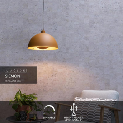 Lucide Siemon Modern Pendant Light 40cm - 1xE27 - Ocher Yellow