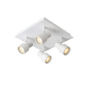 Lucide Sirene-Led Modern Ceiling Spotlight Bathroom 10cm - LED Dim. - GU10 - 4x5W 3000K - IP44 - White