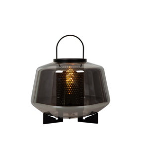 Lucide Siska Modern 30cm Table Lamp - 1xE27 - Smoke Grey