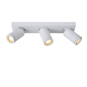 Lucide Taylor Modern Ceiling Spotlight Bar Bathroom - LED Dim to warm - GU10 - 3x5W 2200K/3000K - IP44 - White