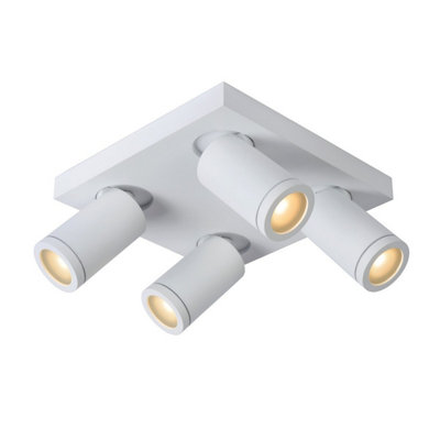 Lucide Taylor Modern Ceiling Spotlight Bathroom - LED Dim to warm - GU10 - 4x5W 2200K/3000K - IP44 - White