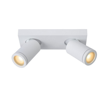 Lucide Taylor Modern Twin Ceiling Spotlight Bathroom - LED Dim to warm - GU10 - 2x5W 2200K/3000K - IP44 - White