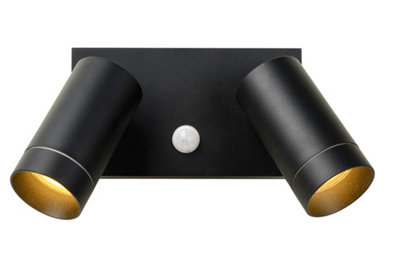 Lucide Taylor Modern Wall Spotlight Outdoor, PIR Sensor - 2xGU10 - IP54 - Black