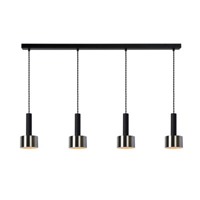 Lucide Teun Retro Bar Pendant Light - 4xE27 - Black