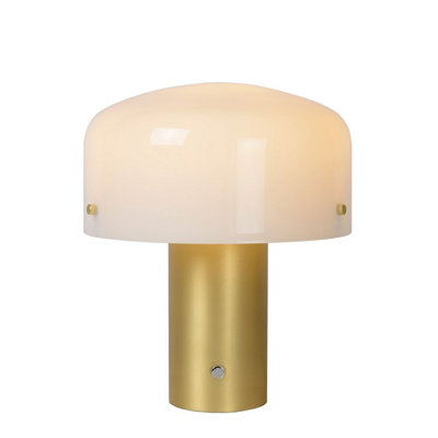 LUCIDE TIMON Tischlampe – Matt Gold/Messing, 1xE14, 3-Step-Dim, Opal