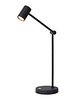 Lucide Tipik Modern Rechargeable Floor reading lamp - Battery - LED Dim. - 1x3W 2700K - 3 StepDim - Black