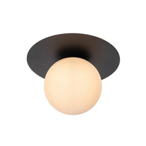 Lucide Tricia Modern Flush Ceiling Light 25cm - 1xE27 - Black