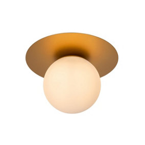 Lucide Tricia Modern Flush Ceiling Light 25cm - 1xE27 - Matt Gold, Brass