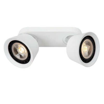 Lucide Trigono Modern Twin Ceiling Spotlight - 2xES111 - White