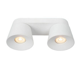 Lucide Trigono Modern Twin Ceiling Spotlight - 2xGU10 - White