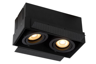Lucide Trimless Modern Twin Recessed Downlight - 2xGU10 - Black