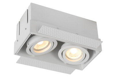 Lucide Trimless Modern Twin Recessed Downlight - 2xGU10 - White