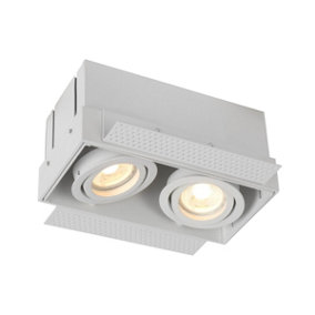 Lucide Trimless Modern Twin Recessed Downlight - 2xGU10 - White