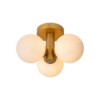 Lucide Trudy Modern Flush Ceiling Light Bathroom 28cm - 3xG9 - IP44 - Matt Gold, Brass