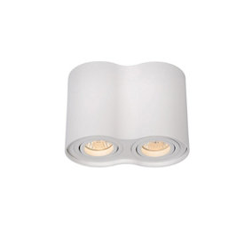 Lucide Tube Modern Surface Mounted Ceiling Spotlight - 2xGU10 - White