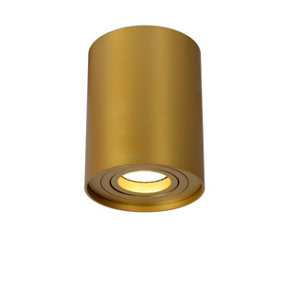 Lucide Tube Modern Surface Mounted Ceiling Spotlight 9,6cm - 1xGU10 - Matt Gold, Brass