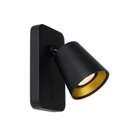 Lucide Turnon Modern Wall Spotlight - LED Dim to warm - GU10 - 1x5W 2200K/3000K - Black