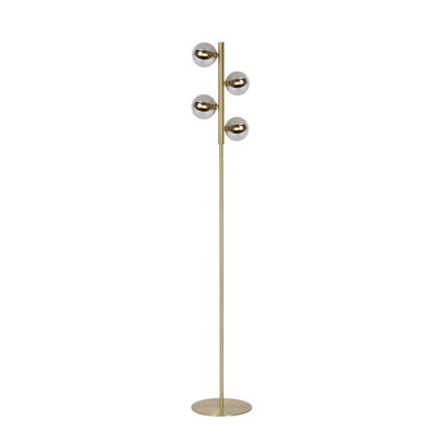 Lucide Tycho Retro Floor Lamp - 4xG9 - Matt Gold, Brass