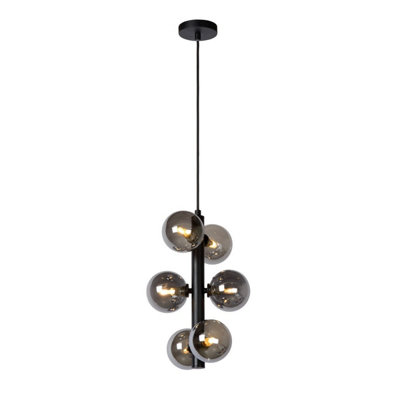 Lucide Tycho Retro Pendant Light 25.5cm- 6xG9 - Black