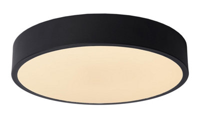 Lucide Unar Modern Flush Ceiling Light 30cm - LED Dim. - 1x18W 2700K - 3 StepDim - Black