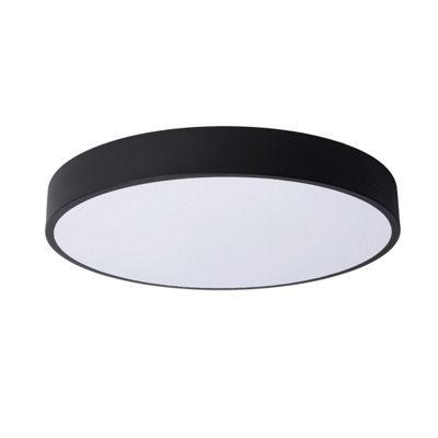 Lucide Unar Modern Flush Ceiling Light 39.5cm- LED Dim. - 1x24W 2700K - 3 StepDim - Black